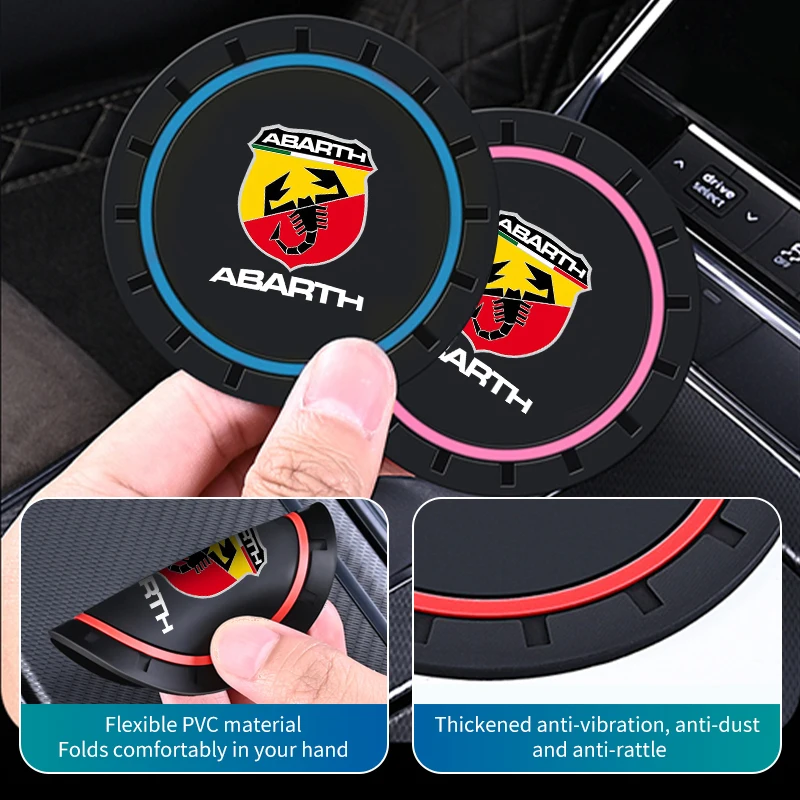 2pcs Car Silicone Coaster Water Cup Anti-slip Mat Accessories For Abarth Stilo Ducato Palio Bravo Linea Doblo 500 Grande Tipo Cup Holder Coasters Car Non Slip Mat Non Slip Mat Car Coaster Pads Silicone Anti Slip Pad Silicone Anti Skid Pad