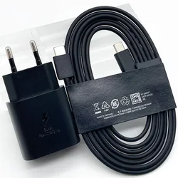 Samsung 25W Super Fast Charging Type - C Wall Adapter with 1.8M Cable - EU Version - Black EU With Cable