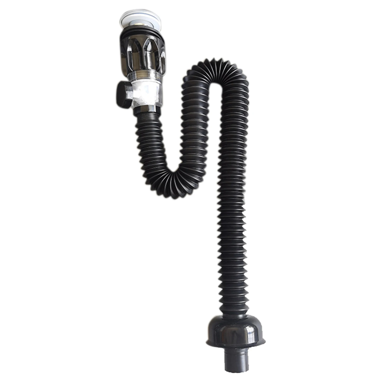 Basin Flip Drain Bathroom Vanity Sink ABS Bottle Trap 110CM Black Pipe