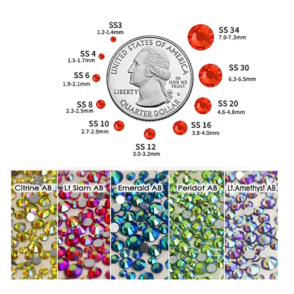 Non Hot Fix Rhinestones Non Hotfix Rhinestones Rhinestone Accessories Nail Art Rhinestones Nail Art Accessories SS6 SS10 SS16 SS20 SS30 Crystal AB Flat Back Rhinestones Non Hot Fix Strass Nail Glitters Garment Stone DIY Craft Decoration