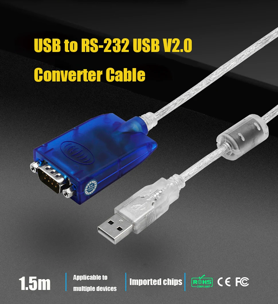 UOTEK 1.5M USB to RS-232 Converter RS232 DB9 USB2.0 Conversion Cable Serial Adapter Connector Line with Imported Chip UT-880