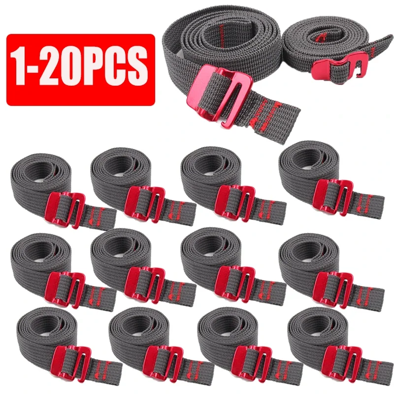 1-20PCS Hiking Climbing Tension Belts Buckle Tie-Down 1.5m Belt Cargo Straps Cord Tape Nylon Rope with Quick Release Hook 1
