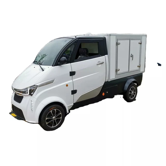 High Quality Durable Pure Electric Truck 3 Seats 4 Wheels Mini Flat Box Van Light Truck