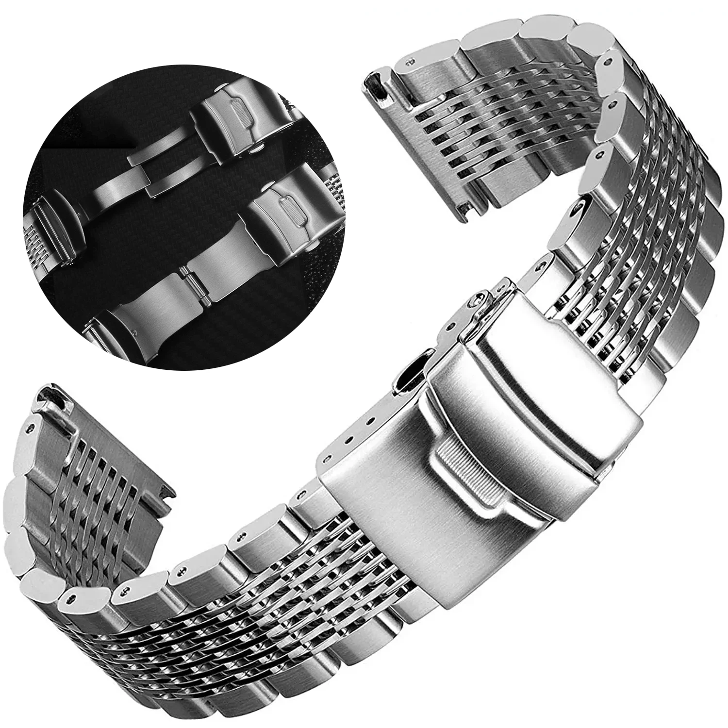 Wholesale Fashion Stainless Steel 24 mm Watch Wristband 1880_BLK_K0015880 main image 1