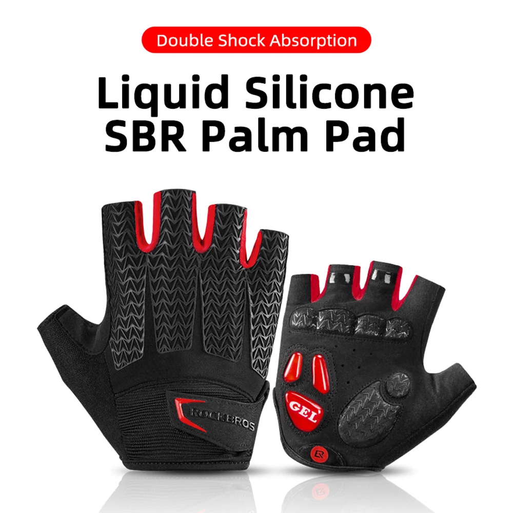 

ROCKBROS Bike Half Finger Gloves Bike Gloves SBR+Liquid Silicone Shock Absorbing Bike Gloves Motorcycle Anti slip Gloves