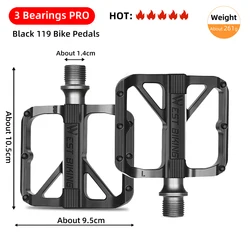 WEST BIKING Premium Alloy Nonslip Cycling Pedals - Durable and Lightweight for Mountain and Road Bikes (3 Bearing PRO - Mini)