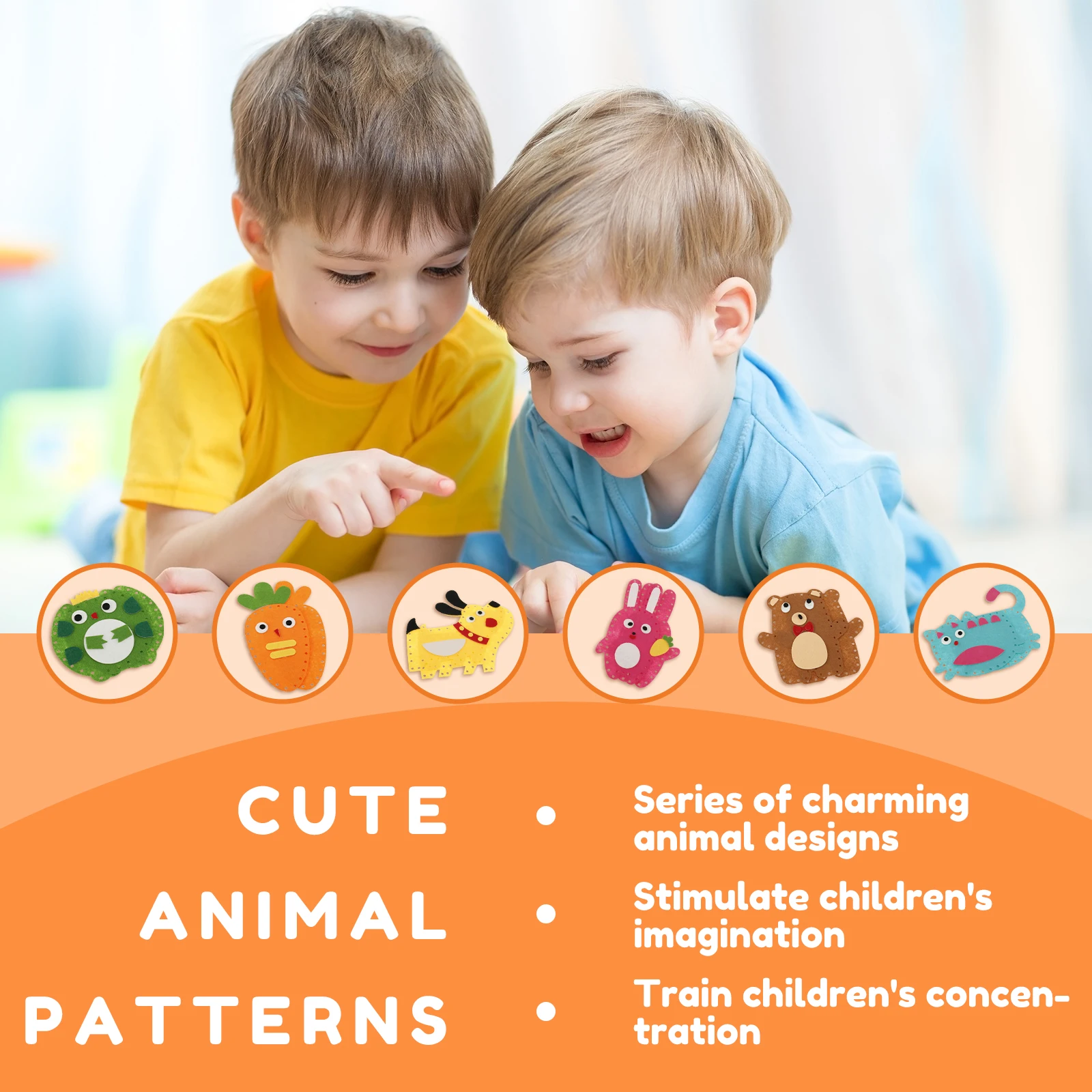 6PCS Sewing Kit for Kids Cute Animal Sewing Craft Set for Beginners DIY Crafting Felt Sewing Kit for Boys Girls Christmas Gifts