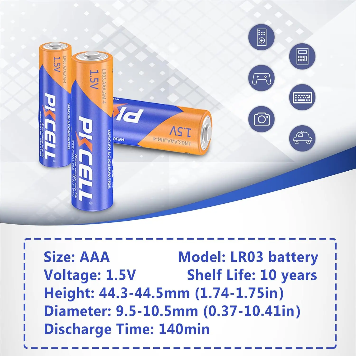 Alkaline battery 40pcs PKCELL 1.5V AAA LR03 battery E92 AM4 MN2400 MX2400 alkaline battery for toothbrus
