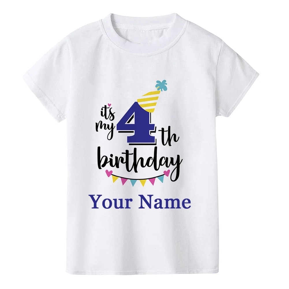 Boy Birthday Number Name Cartoon T Shirt Number 1 2 3 4 5 6 7 8 9 Graphic Kids Clothes Children Birthday T-shirts Funny Gift 5