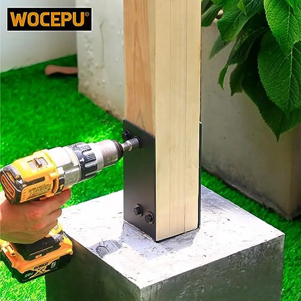 Stainless Steel U-Shape 4"x4" Concrete Post Holder Bracket Fence Deck Railing Pergola Anchor Kit Easy Installation Heavy Duty