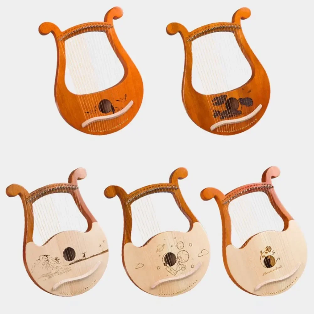 High Quality 19 String Lyre Harp Mahogany Music Instrument With Spare Strings Tuning Wrench Greek Classical Musical Instrument N