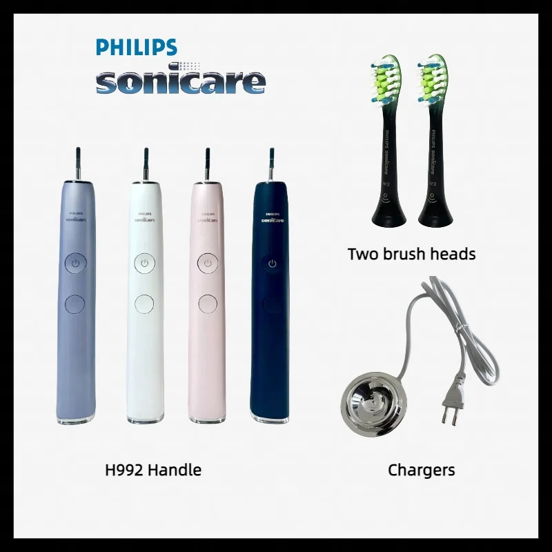 Philips Sonicare Toothbrush Handle DiamondClean 9000 Smart HX992B Complete Oral Care Free two brush heads and charger for philips hx6100 charger toothbrush flosser oral irrigator handle hx8140 hx8111 8141 hx8211 hx8240 hx6235 hx3100 usb plug