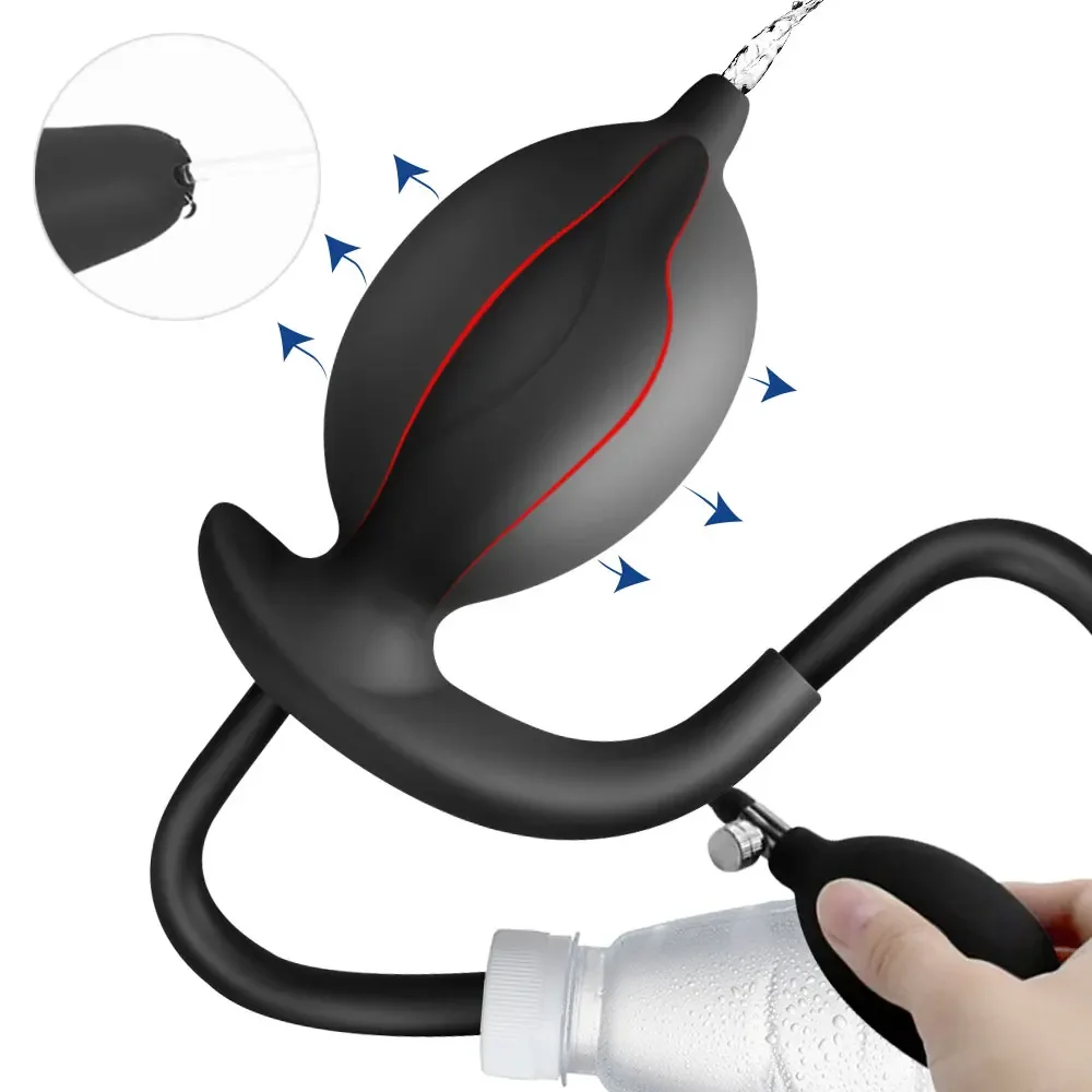 Inflatable Expanding Anal Plug Cleaner Vaginal SM Anus Stimulator Sex Toy for Adult Dilation Plus Enema Prostate Massager G-Spot