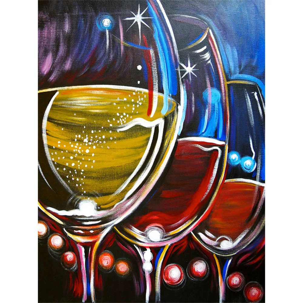 Paint By Numbers Adults kids Wine Glass Abstract DIY Painting Kit