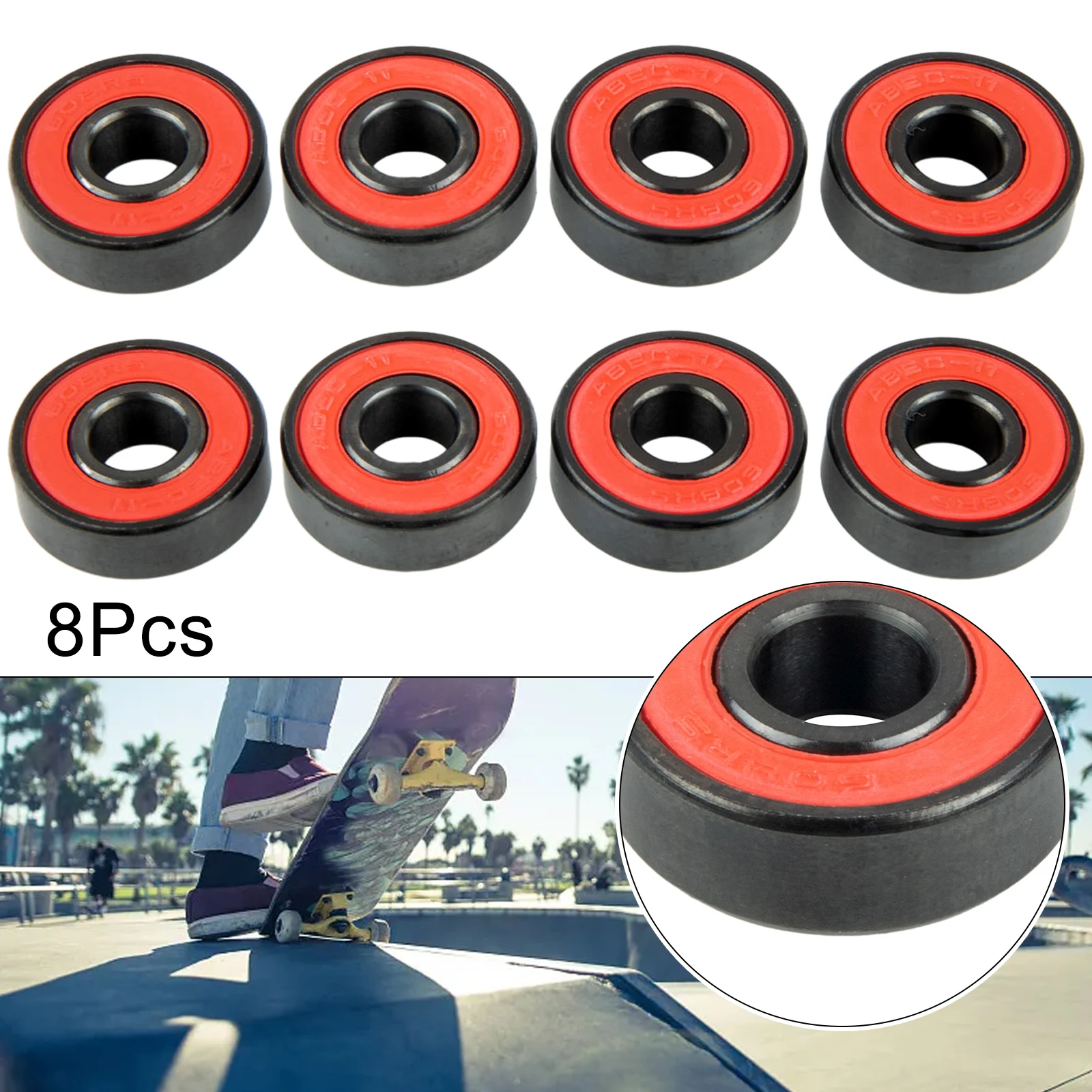 

8pcs Hybrid Ceramic Bearings Small Size Lightweight High Temperature Corrosion Wear Resistance Skate Board Accessories