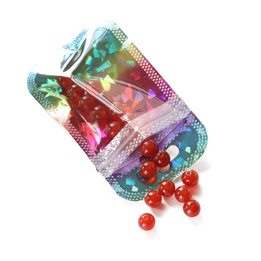 50pcs Pink Laser Ziplock Bag Holographic Self-Sealing Pouch For Earring Display Jewelry Gift Packaging Small Supplies Organizer