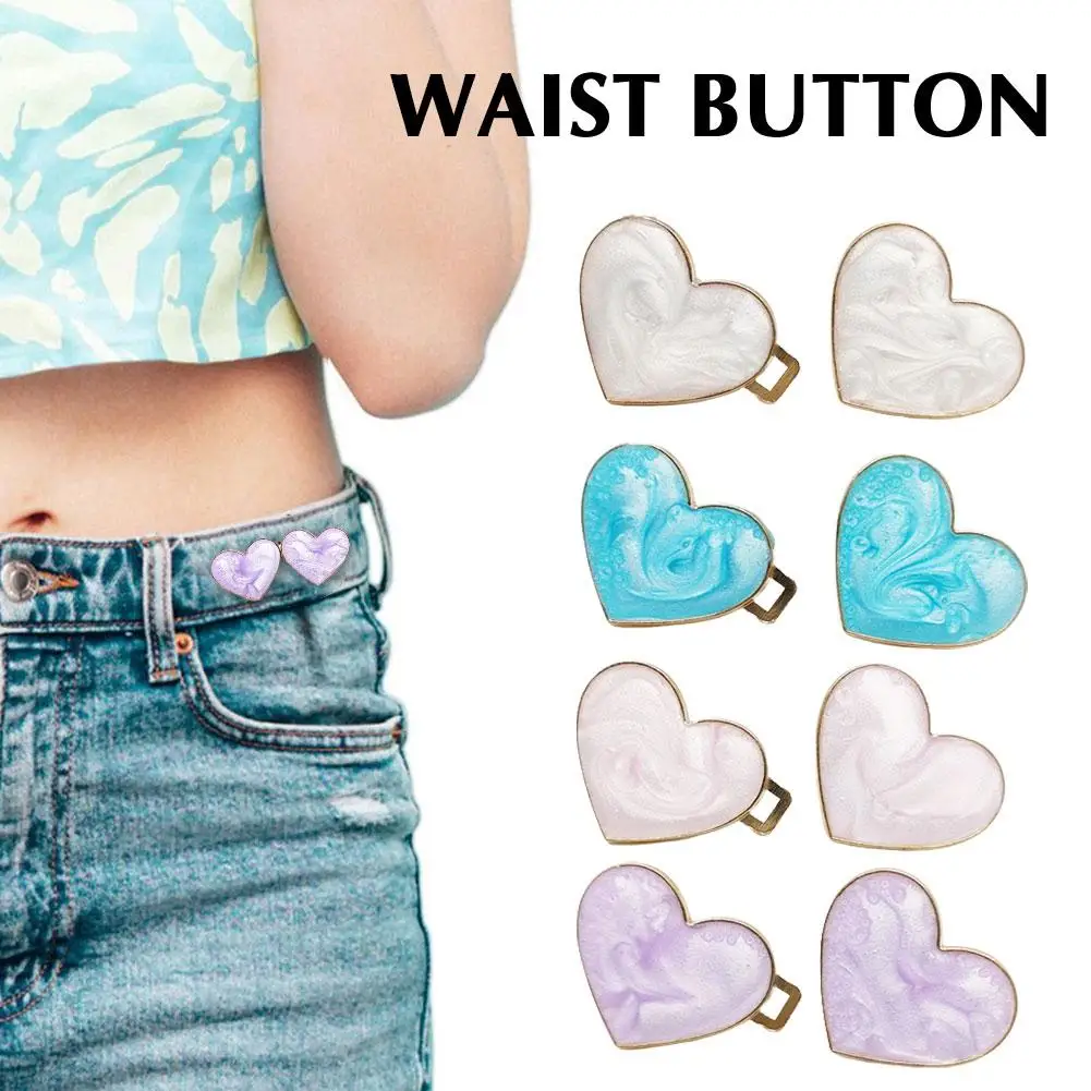 

Metal Heart Buttons Snap Fastener Pants Pin Detachable Clip Waist Tightening Clothing for Jeans Perfect Fit Reduce W X8A8