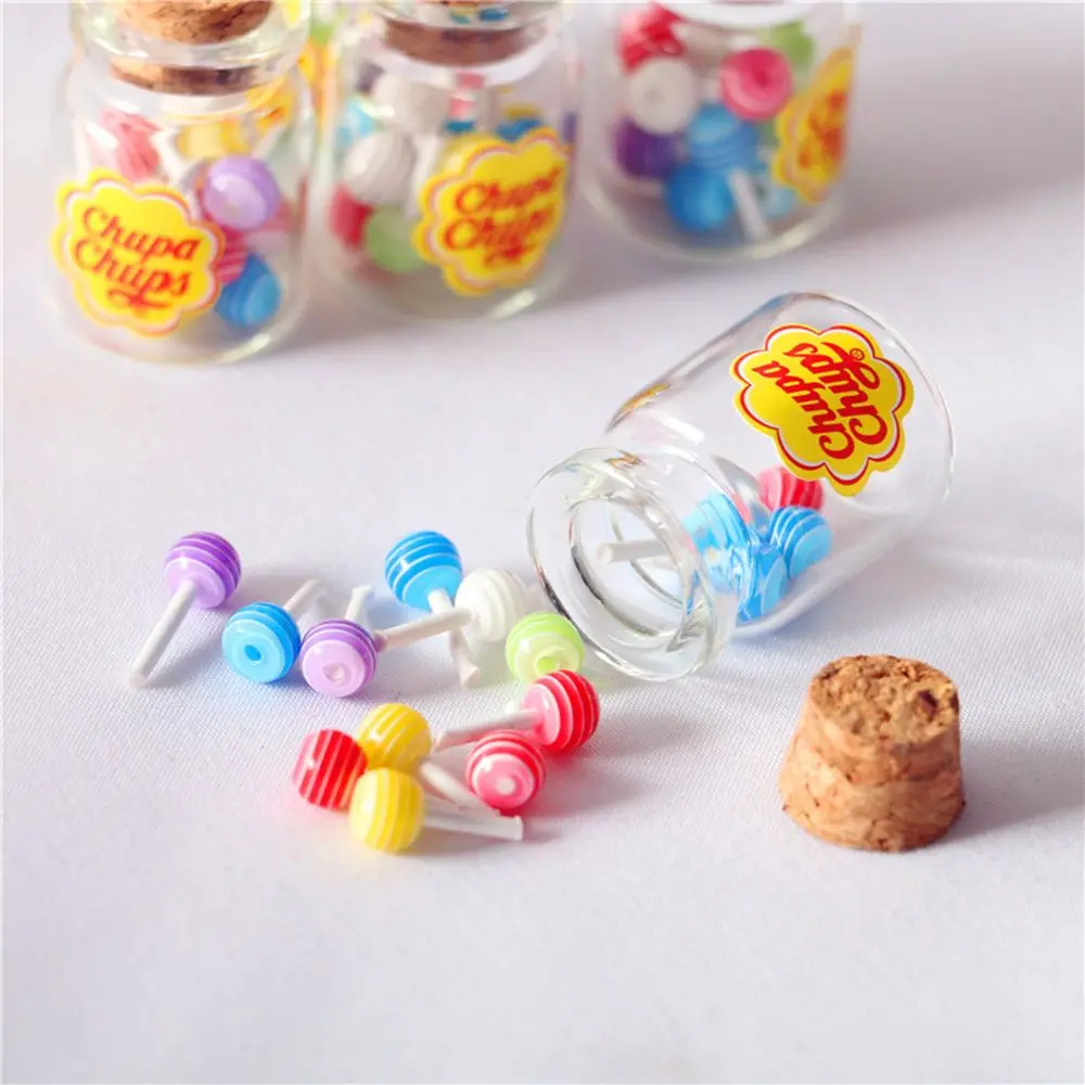 New 1/12 Miniature Food Dessert Sugar Mini Lollipops With Case Holder Candy For Doll House Kitchen Furniture Toys Accessories 4