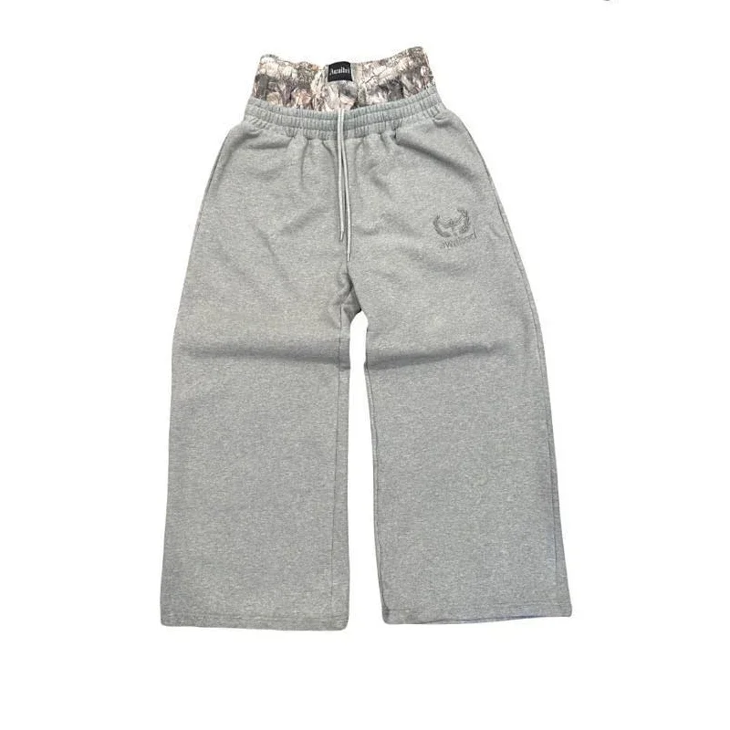 Y2K Retro Sweatpants Double Waisted Embroidered Camouflage