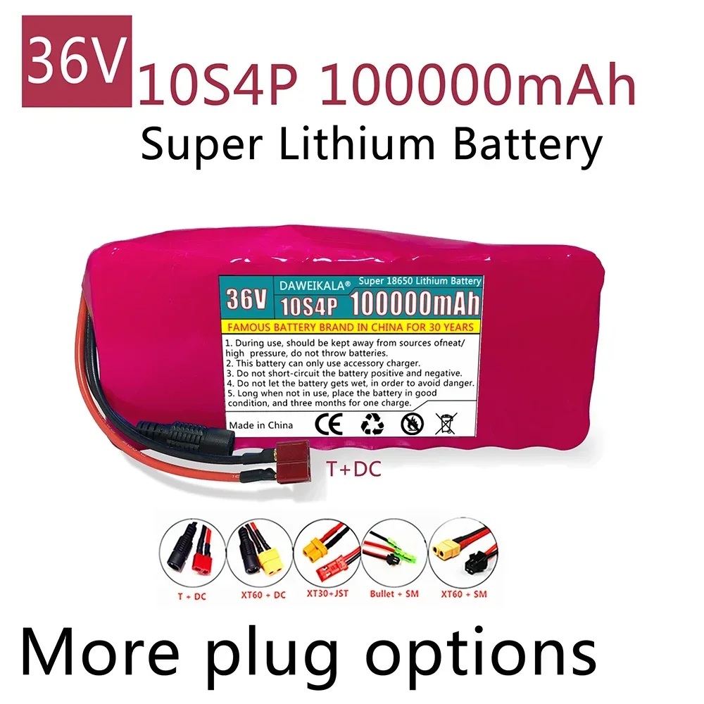 

36V Battery 18650 battery pack 500w 10S4P 100000mAh Li-ion Battery For Electric Scooter eBike with BMS lithium battery 36v