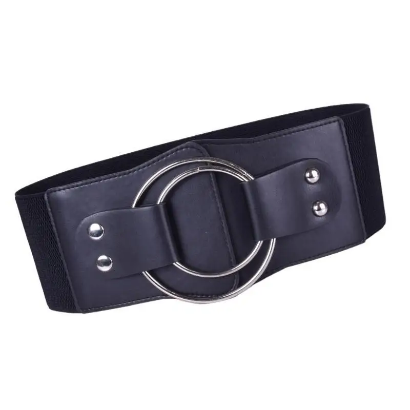 P9FE Elastischer Taillengürtel, eleganter Bund, breiter Taillengurt, Schärpe mit 2-lagigem Kreis-Akzent für formelle und legere – Detail 1