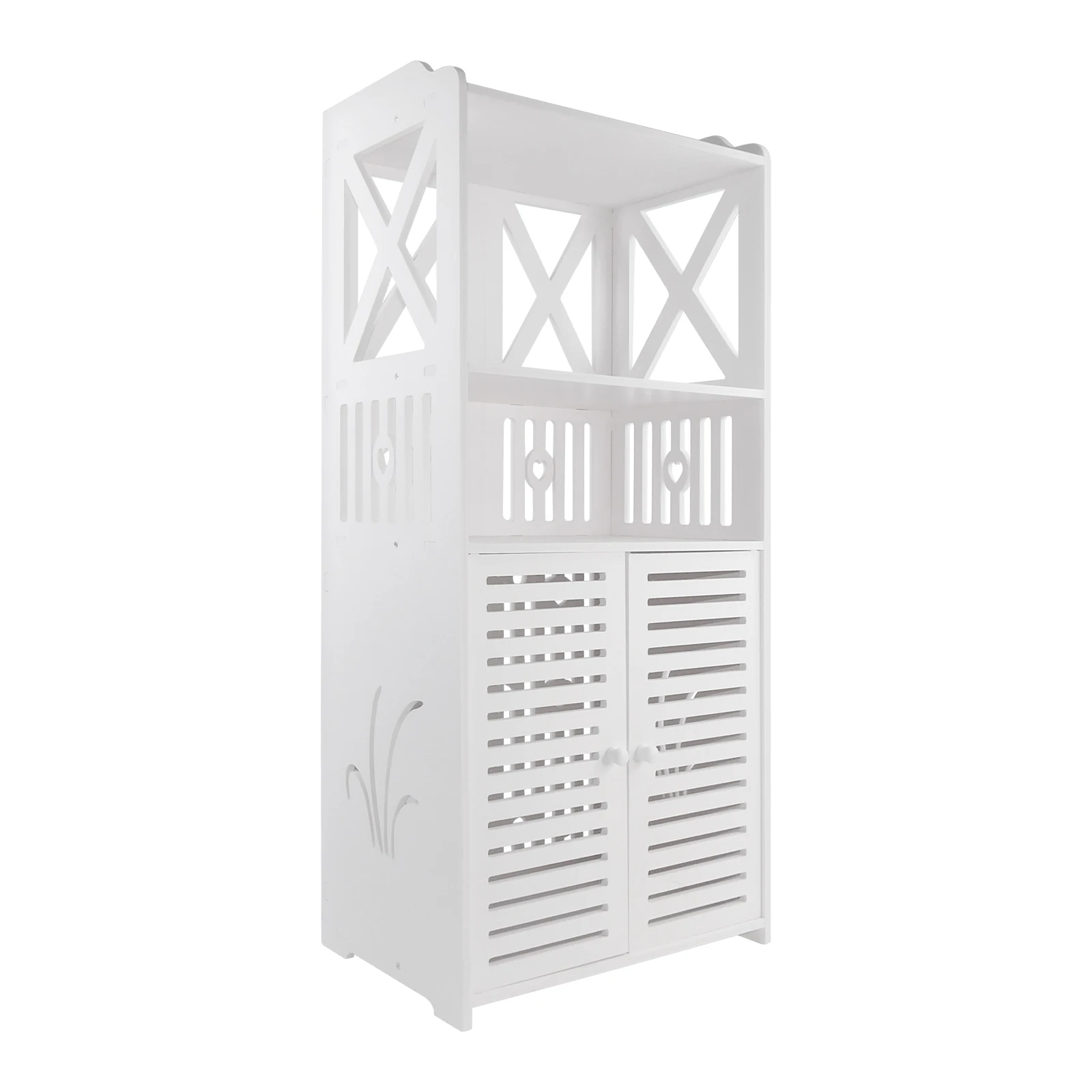 Bathroom Floor Cabinet,Waterproof FreeStanding Bathroom Storage Unit with Daily Use Layer and Cupboard Double Door,Multi-purpose