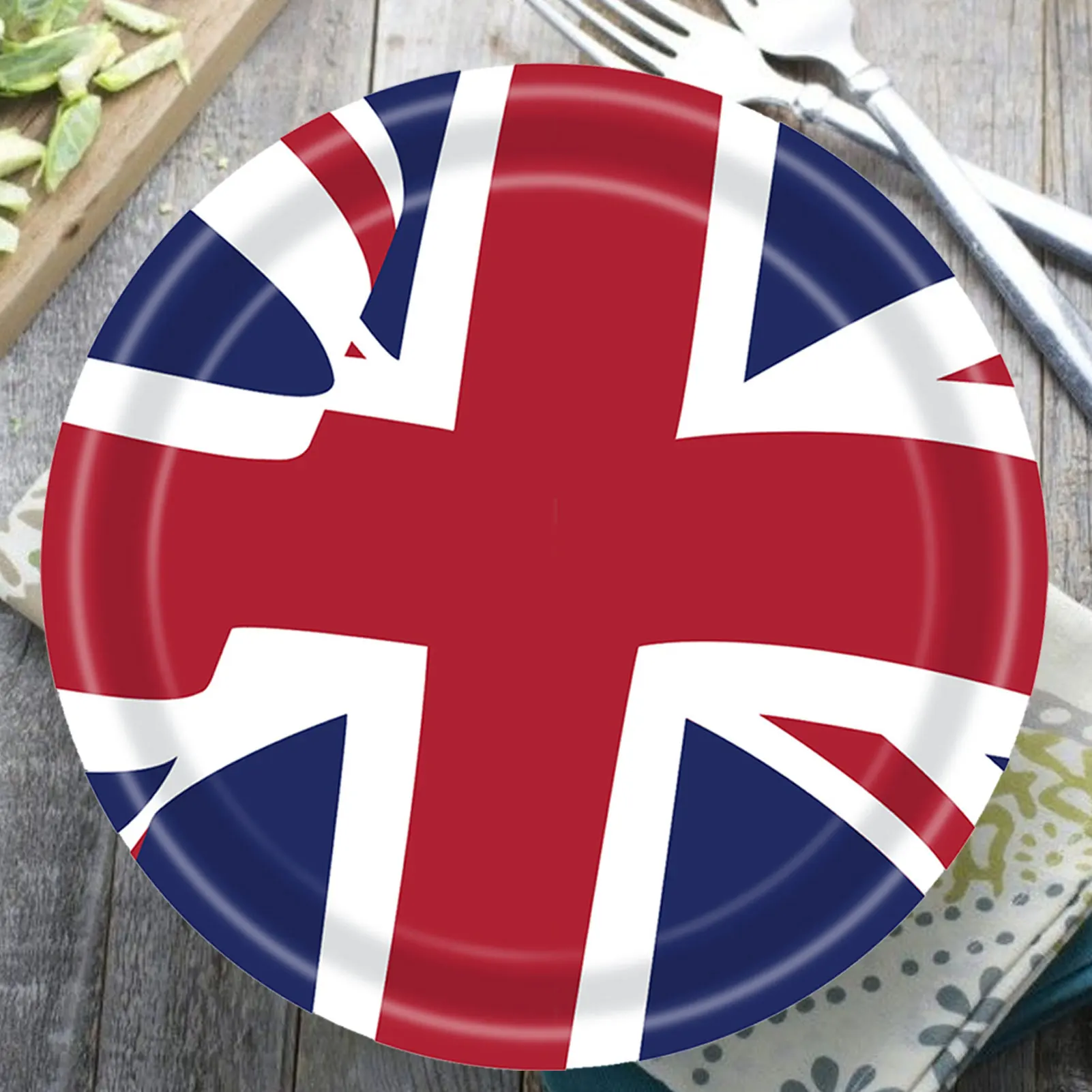16pcs Britain Paper Plates Cups And Napkins, British Flag Paper Tableware Kit Union Jack Themed Plate Tissue Cups