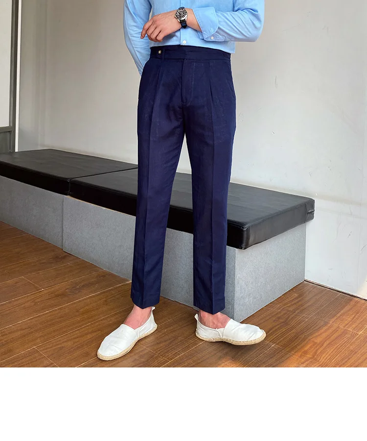 Mens Autumn Formal Pants High Waist Pants Casual Straight Pants Office Trousers Men Dress Pants Social Pantalones Hombre 2022 blazers