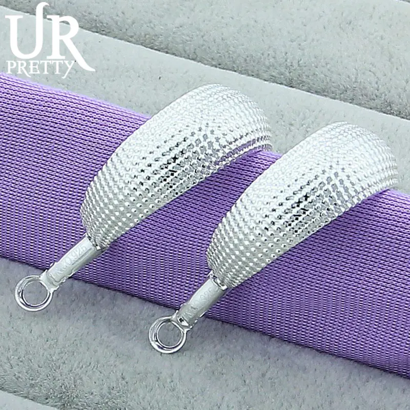

URPRETTY 925 Sterling Silver 30mm Woven Round Hoop Earring For Women Wedding Engagement Party Jewelry Christmas Gift