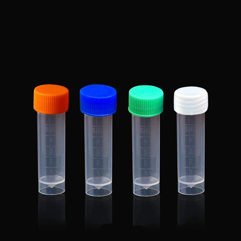 5mL laboratory Tube Freezing Tubes Pipe With Screw Cryopreserved And Calibration Frosted , 100pcs