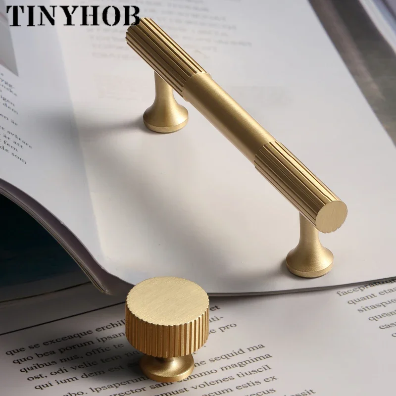 Solid Brass Drawer Knobs T bar Handle Bedroom Pulls Kitchen Cabinet Door Pull Handle Modern Style Vertical lines