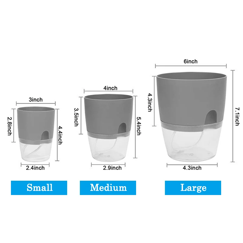 Transparent Double Layer Plastic Flower Pot Self Watering Cotton Rope Watering Small Plant with Injection Port