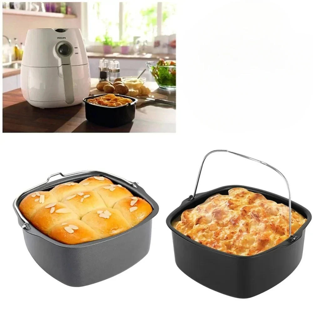 Air Fryer Non-stick Cake Baking Tray Basket for Philips Baking Dish Pan Air Fryer Kitchen Airfryer Accessories Basket