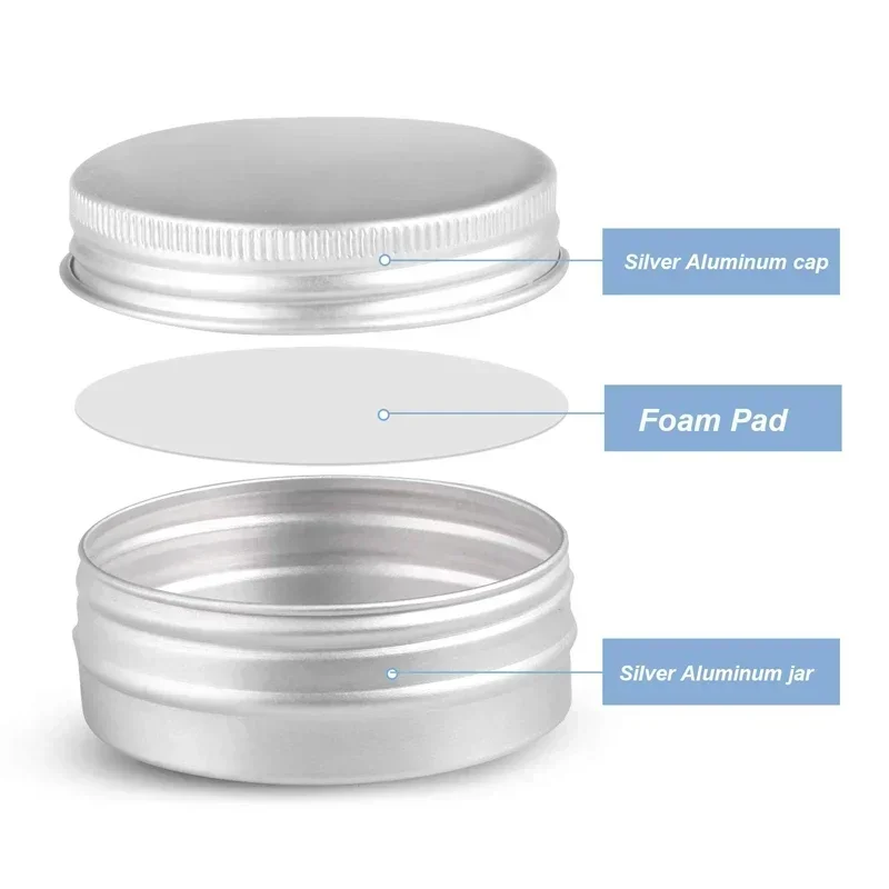 Metal Round Cosmetic Tins Aluminum Empty Candles Cans Storage Jars with Screw Lids For Lip Balm Salve Spices 10Pcs/lots 5g-60g aluminum tins cans cosmetic pot jars
