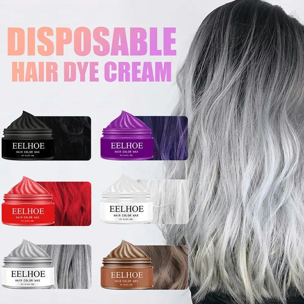 30/100ML Temporary Hair Dye Cream Colorful Hair Wax Fast Coloring Disposable Temporary Hair Wax DIY Colorful Hair Wax Washable