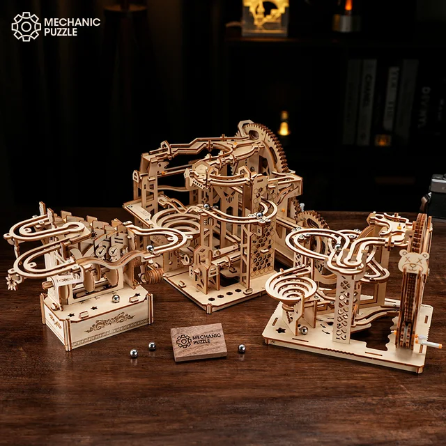 3D Wooden Puzzles DIY Marble Run Building Block Kit Model Crafts Decoration Education Puzzle Toys Birthday Gifts For Kids 1