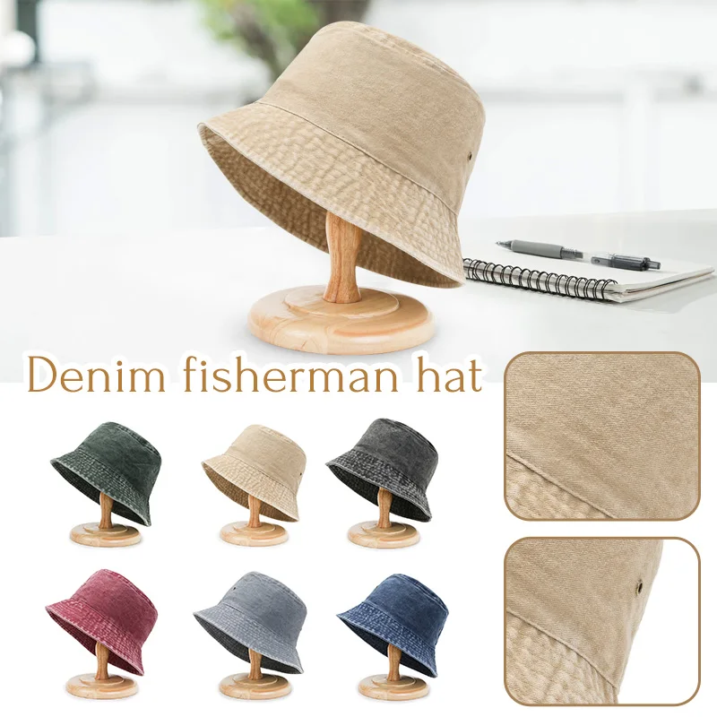 

Spring Autumn Japanese Style Denim Bucket Hat Women Men Outdoor Sports Leisure Sunshade Fisherman Hat All-match Sun Hat