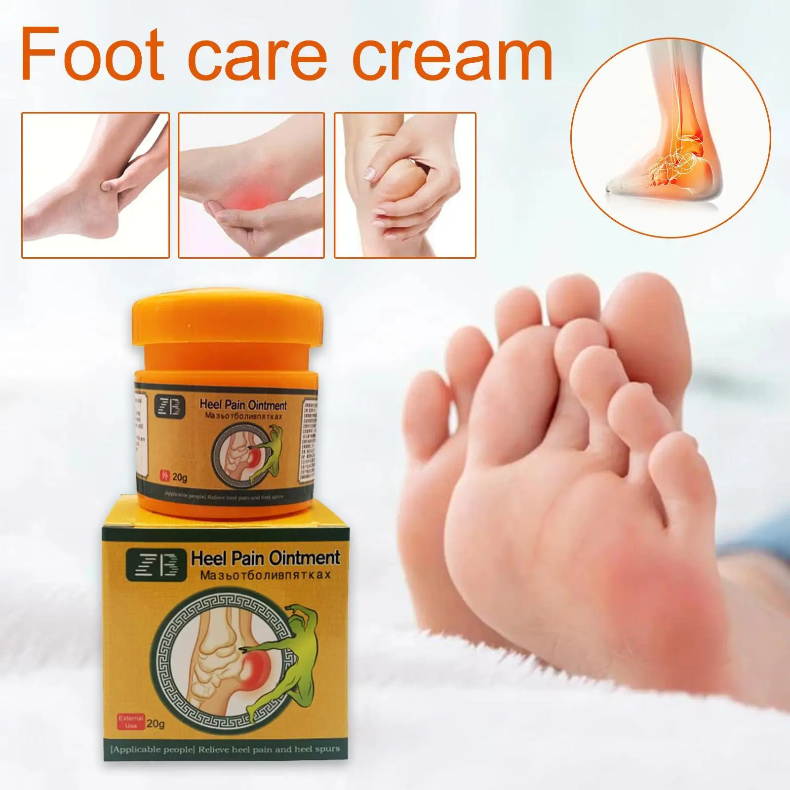 

20g Foot Joint Pain Heel Analgesic Treat Long Heel Spurs Relief Sore Bone Cream Care Pain Standing Foot Ointment Plaster