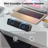 VIKEFON Portable 3D Stereo USB Mini Speaker Powered with Dual Speaker Built-in Decoding Sound Card for Desktop PC Laptop Cashier - Image 3