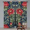 2Pcs Boho Watercolor Floral And Leaves Symmetry Curtain Suitable For Bedroom Kitchen Dining Room Living Room Study Office 5