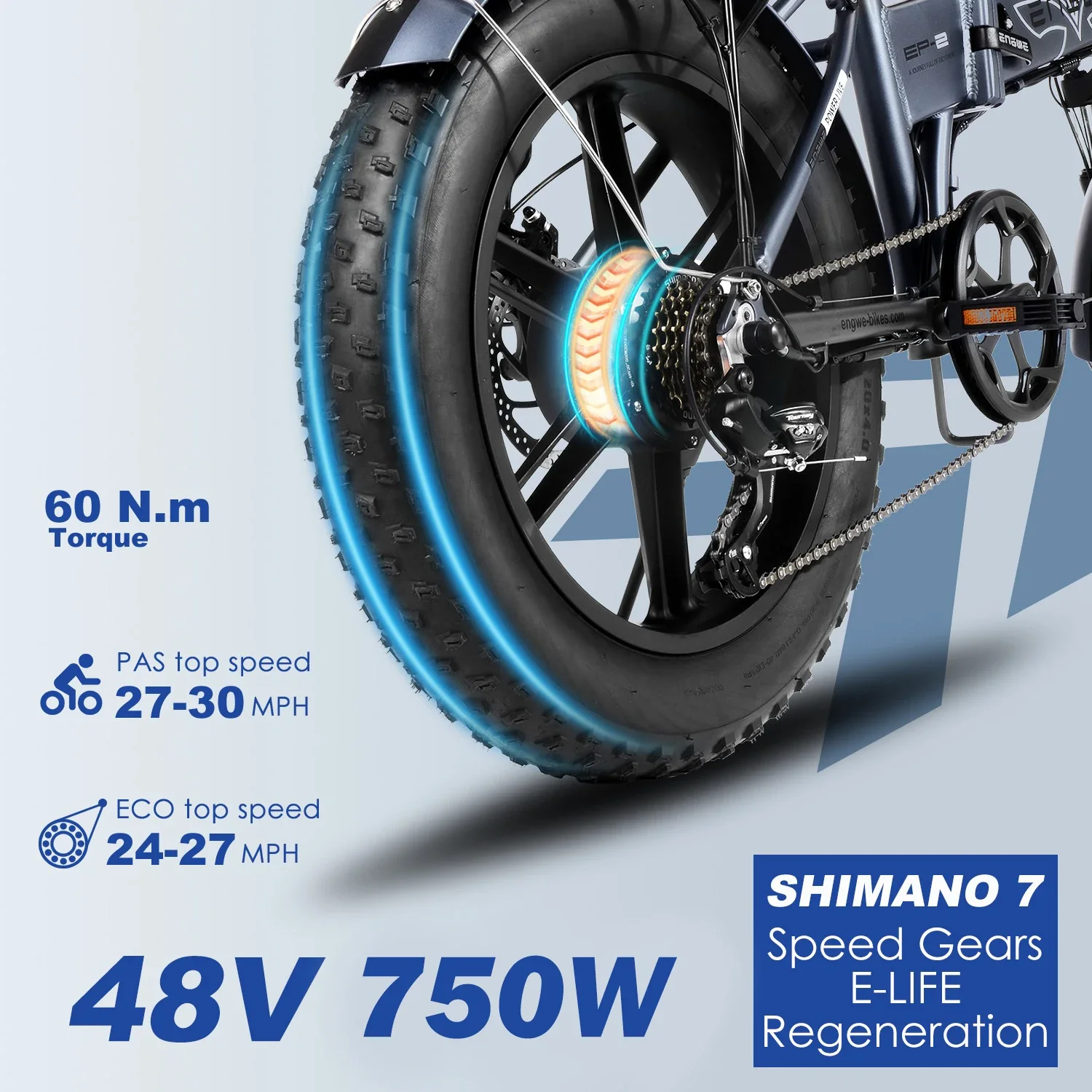 ENGWE EP-2 Pro folding electric bicycle 20-inch fat tire 750W motor 48V 13Ah battery 35 km/h maximum speed 100 km range electric bike electric bicycle