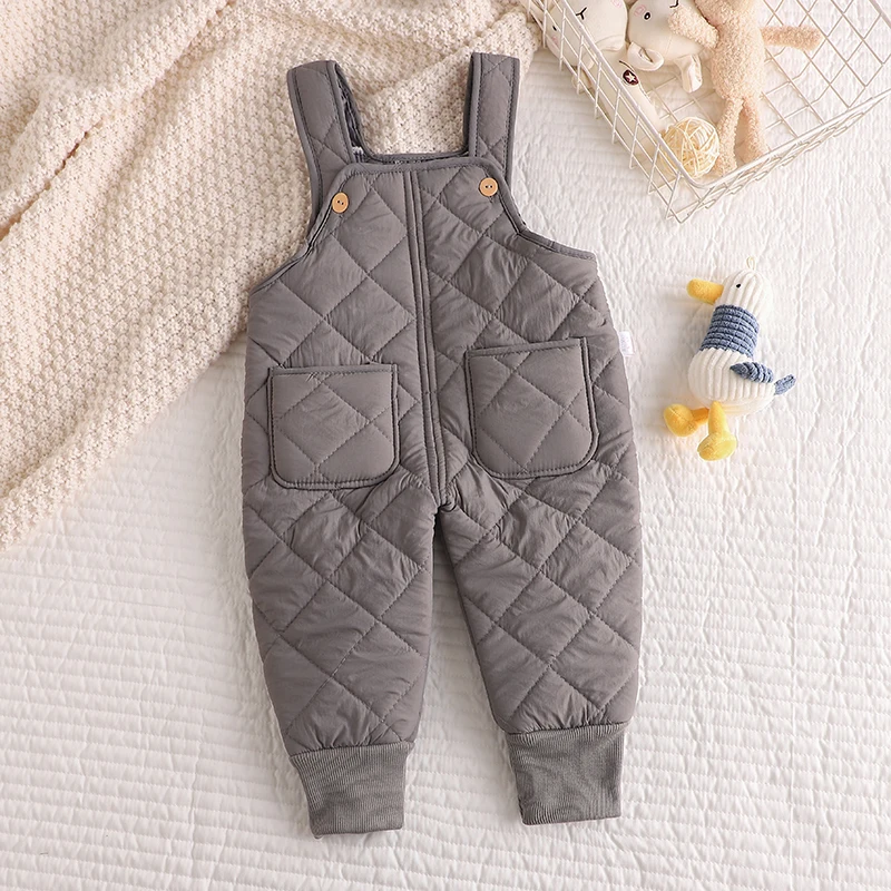 סרבל כותנה חם לתינוקות לבנים ולבנות בני 0-2 שנים סתיו חורף מכנסיים ארוכים לבישים בחוץ סיבי פוליאסטר אופנתיים
