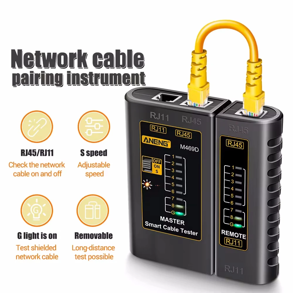ANENG M469D RJ45 Cable Lan Tester Network Cable Tester RJ45 RJ11 RJ12 CAT5 UTP LAN Networking Tool Network Repair