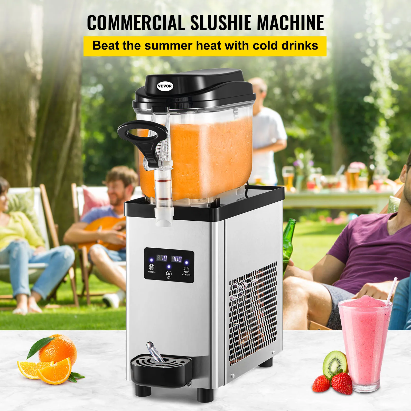 VEVOR Commercial Slushy Machine, 6L 25 Cups Single-Bowl, 300W Stainless Steel Margarita Smoothie Frozen Drink Maker, for Cafes 2