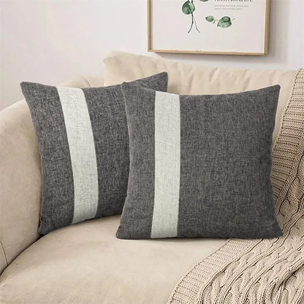 MNEW 2pcs Cotton Linen Pillowcases 2 Colors Throw Pillow Covers Cushion Cover For Couch Sofa Living Room (18x18inch) elastic sofa covers for living room non slip stretch sectional slipcovers l shape couch cover funda sofa armchair cover 4 seater