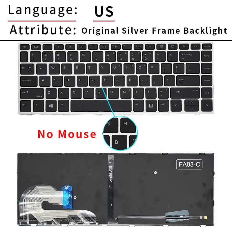 Original US Russian Laptop Keyboard For HP EliteBook 745 G5 840 G5 840 G6 846 G5 846 G6  L14378-001 L11307-001 With Backlight