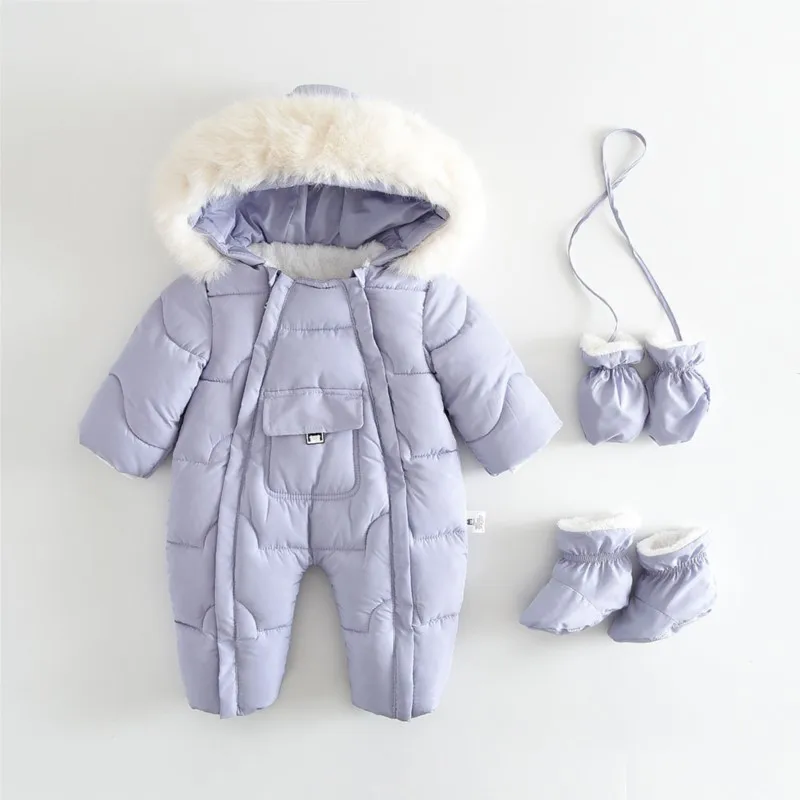 Fleece-Lined Winter Baby Romper 2