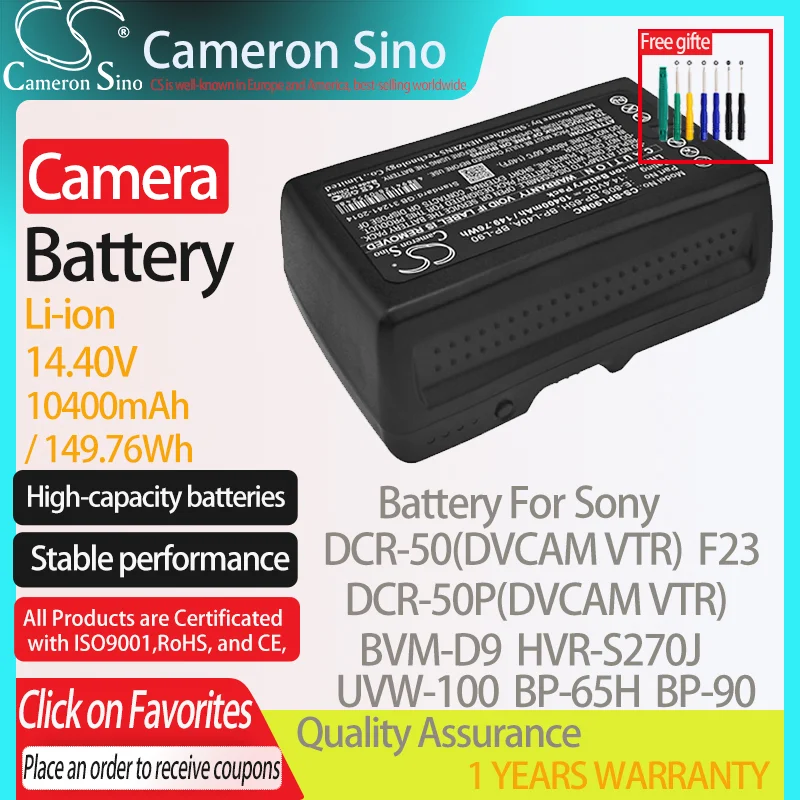 CameronSino Baterai untuk Sony DCR-50(DVCAM VTR) DCR-50P(DVCAM VTR) BVM-D9 HVR-S270J UVW-100 F23 Cocok IDX BP-65H Baterai Kamera