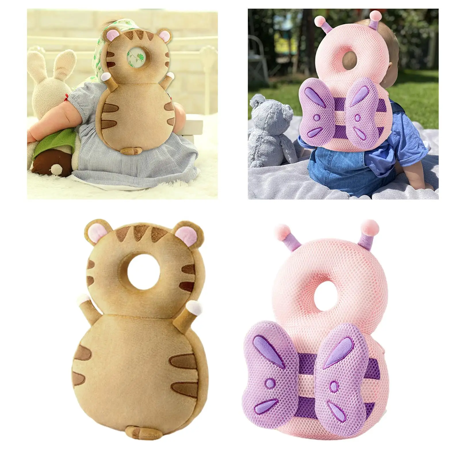 Baby Back Protection Anti Fall Animal Shape Cute Soft Breathable Baby Head Protection Cushion for Walking Crawling Kids Children