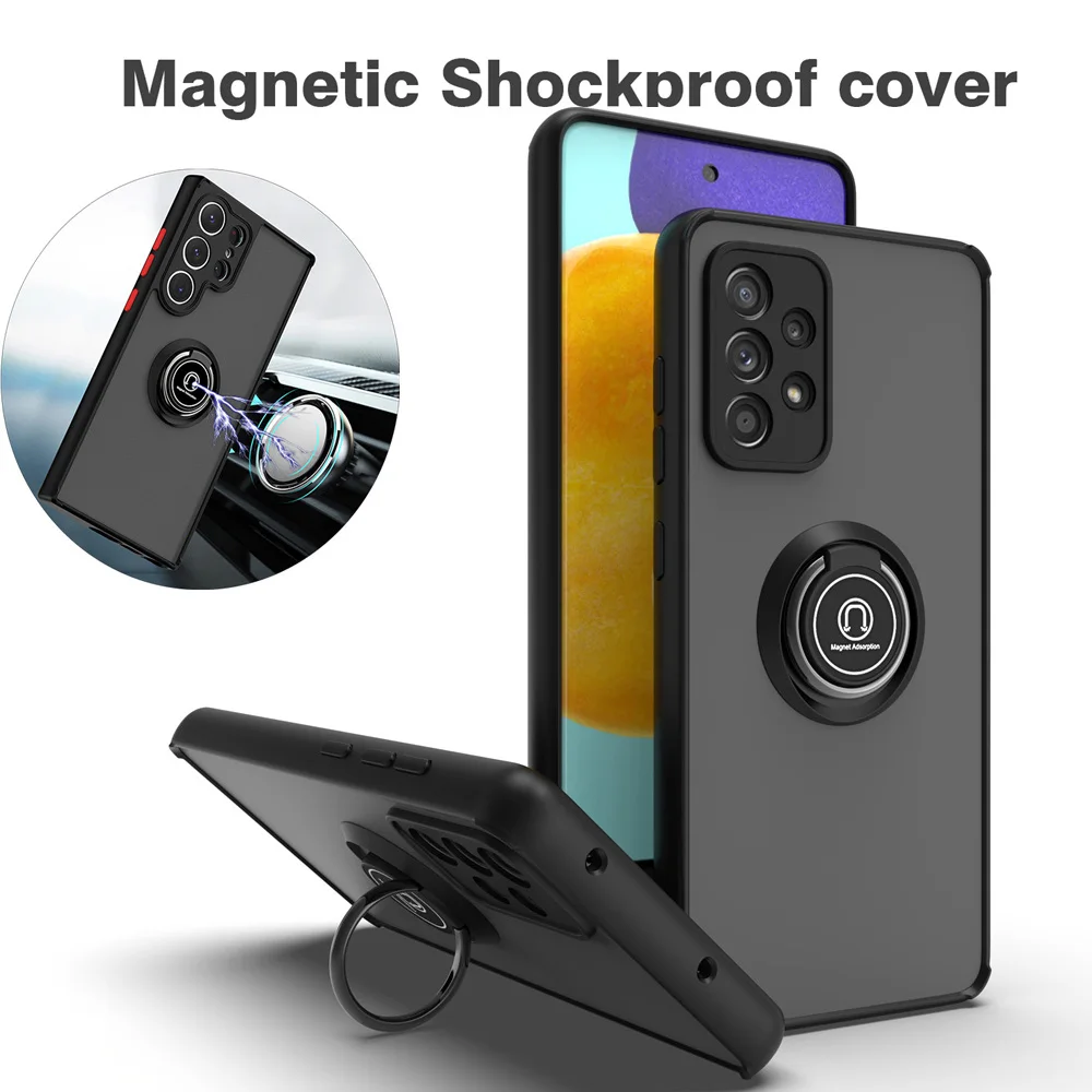 Magnetic Matte Shockproof Ring Holder Case - Enhanced Protection